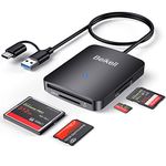 Beikell SD Card Reader, 4 in 1 USB C & USB 3.0 Card Reader Adapter, 4 Cards Simultaneously Memory Card Adapter for SD/SDHC/SDXC/Micro SD/MMC/Micro SDXC/MS Duo/MS Pro Duo/CF, Compatible with Windows,OS