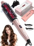 Infrared Thermal Brush 1.65”, 100M Negative Ions 2-in-1 Curling, Straightening & Smoothing Round Brush, 6 Heat Settings with LED Display, Lightweight Quiet, Dual Voltage, Auto Shut-Off, Pink Gift Box