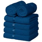 Story@Home 450 GSM 100% Cotton Hand Towel | Face Towel (40 x 60 cms), Navy, Set of 6 Piece