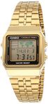 Casio - A500WGA-1D - Vintage - Unisex Watch - Digital Quartz - LCD Dial - Gold Plated Steel Strap, LCD/Gold, Bracelet, LCD/Gold, Bracelet