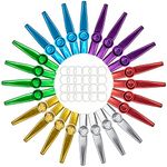 Foraineam 24-Pack Metal Kazoos with 24 Pcs Kazoo Flute Diaphragms 6 Colors Musical Instruments, A Good Companion for Ukulele, Violin, Guitar, Piano Keyboard