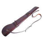 Hulara Genuine Handcraft Leather Rifle Case Western Scabbard fits 20 to 24 Inch Barrel Length Lever Action Rifle Shotgun Sheath Winchester Case for Wild Bunch Shooting (Dark Brown)