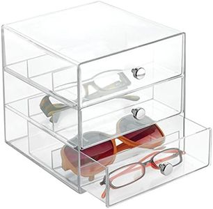 iDesign Plastic Divided 3-Drawer Vanity & Countertop Organizer – 7" x 6.5" x 6.5”, Clear