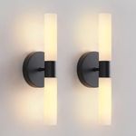 Wall Sconces Set of 2 Matte Black Applique Murale Interieur Modern Wall Light Fixtures Metal Sconces Wall Lighting with White Glass Luminaire Mural Indoor Wall Lamp Lampe Murale for Hallway