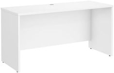 Bush Business Furniture Credenza Desk, Computer Table for Home or Professional Office, Wood, White, 60W x 24D