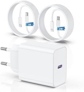 QZIIW Caricabatterie Per iPhone, adattatore veloce del caricabatterie 20W PD USB C Wall con 1M e 2M di tipo C per fulmine via cavo Lightning compatibile per iPhone 14 13 12 11 Pro Max XR XS X,iPad