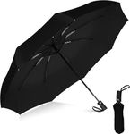 Kerok Portable Auto Travel Umbrella - Windproof for Rain, Strong for Wind, Auto Open/Close Button, Perfect Car Umbrella for Men & Women (Black)