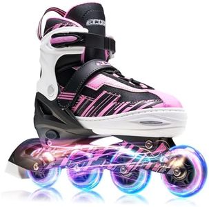 ECOO Adjustable Inline Skates Boys and Girls with Light up Wheels，Roller Skates for Kids Ages 4-12, Teen Skates for Beginner Outdoor and Indoor