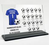 Thankyou Coach From Your Team, Personalised Football Shirt Acrylic Plaque, Fathers Day gift, Grandad Gift, Gift from children, Choose Football Team Colours from wide range of options; Dad's Squad