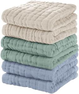 Unnivoll Muslin Baby Washcloths 6 Pack, 100% Cotton Wash Cloths for Babies, Large 12''X12'' Burp Cloths Absorbent and Soft for Newborn Infants Kids Boys Girls - Apricot Green Sapphire Blue