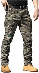 Military Cargo Pants for Men Hiking Fishing Security Stretchy Breathable Lightweight Hot Weather Work Construction Camouflage Flexcamo - Tactical Waterproof Pants Multi L