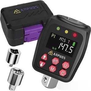 ANPUDS 1/2" Digital Torque Adapter, 7.38-147.5 Ft-lb/10-200 Nm, Digital Torque Wrench Converter with ±1% Accuracy, Preset Value, Data Storage, Buzzer & LED Indicators, 3/8'' & 1/4'' Adapters for Car