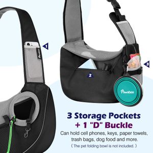 Pawaboo Dog Sling Carrier, Small – Black Pet Travel Bag