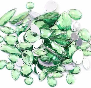 230Pcs Mixed Shape Crystal Sew On Rhinestones Gems Acrylic Flatback Diamante Stones Strass Sewing for Crafts DIY Handicrafts Clothing Wedding Dress Shoes Bag Decorations Accessories(13 Light Green)