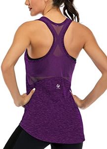 ICTIVE Women's Mesh Racerback Workout Tank Top - Sleeveless Yoga & Gym Activewear - Dark Purple XL