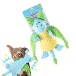 BarkButler Pookie The Dragon Plush Squeaky Dog Toy - Large, Blue | Medium-Large Dogs (10-30kg) 2 Squeakers & Crinkle Paper, Massaging Texture, Machine Washable & Durable | Ideal for All Dog Breeds