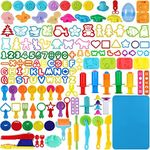 Oun Nana 144 PCS Playdough Tools Set for Kids, Playdough Accessories Various Shape Molds, Animal, Dinosaur, Stamps, Letters, Numbers, Extruder, Scissors, Cutters, Rollers, Dough Mat with Storage Bag