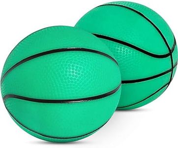 Botabee Glow in The Dark Basketball, Pack of 2 - Mini Basketball Toys for Indoor or Outdoor Play - Soft, Lightweight, Easy Grip and Durable Design - Ideal for Nighttime Fun - Green, 5-Inch Diameter