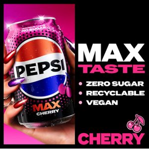 Pepsi Max Cherry Soft Drink, 24 x 330ml Cans