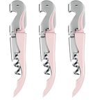 Wine Opener Pack of 3 Pink, HYZ Waiter Corkscrew with Foil Cutter and Bottle Opener, Heavy Duty Wine Key Double Hinged, Wine Keys for Bartenders, Servers, Waiters, Sommelier Wine Bottle Opener