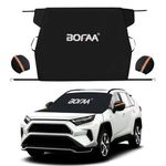 BOFAA Windshield Cover for Snow and Ice, Upgraded 400T Taffeta Fabric Car Windshield Snow Cover with Mirror Cover for Winter, Storage Bag, Theft Prevention Design. Easy Use for Car SUV CRV Truck Van