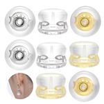 Earring Backs for Droopy Ears, 18K Gold Silicone Earring Backs for Studs Heavy Earring,Rubber Flat Earring Backing Tigh Hold Lifters Support Replacement in 2 Colors: White Gold,14K Gold