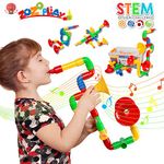 ZOZOPLAY STEM Toys Tube Locks 72 Piece Tubular Pipes & Spouts & Joints & Whistles Learning Educational Building Block Set with Wheels Gift for Boys Girls