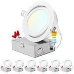 LUXRITE 4 Inch Gimbal LED Recessed Lighting, 5 Color Selectable 2700K-5000K, 950 Lumens, Adjustable Swivel Downlight, Dimmable, 12W, Wet Rated, IC Rated, High Output, ETL Listed (6 Pack)