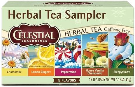 Celestial Seasonings Herbal Tea Sampler Variety Pack, Caffeine Free, 18 Tea Bags Box