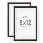 TONES FRAME DESIGN 8x12 Picture Frame with Mat for 6x8, Set of 2 Geryish Black Photo Frame for Horizontal or Vertical Wall Mounting, 8 by 12 Poster Frame Scratch-proof for Gallery Art Prints Home Decor