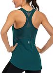 ICTIVE Women's Mesh Racerback Tank Top - Dark Green XL - Sleeveless Yoga, Gym & Activewear