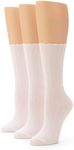 No Nonsense Women's Scallop Pointelle Crew Sock, New White - 3 Pair Pack, 4-10