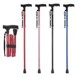 BigAlex Folding Cane,Adjustable Collapsible Cane,Foldable Walking Cane for Men,Women,Lightweight,Adjustable,Portable Hand Walking Stick - Balancing Mobility Aid - Sleek, Comfortable T Handles(Red)