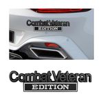 Ziciner Combat Veteran Edition Emblem, 3D Metal Raised Car Fender Badge Decal with Strong Adhesive, Universal Combat Veteran Letters Sticker Replacement for Vehicle, Car, Truck, SUV(Black & White)