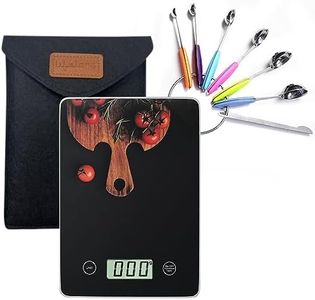 Lifelong Weight Machine for Kitchen with Measuring Spoons - Digital Kitchen Weighing Scale with Storage Cover & Backlight - Food Weighing Scale Appliance with TARE Function & LCD Display (Black)