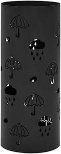 vidaXL Modern Umbrella Stand - Durable Black Powder-Coated Steel - Practical Umbrella, Walking Stick and Trekking Pole Holder with Removable Drip Tray