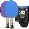 PRO SPIN Ping Pong Paddles - Professional Level Table Tennis Rackets with Carbon Fiber for Superior Control | 7-Ply Blade, Premium Rubber, 2.0mm Sponge (Blue/Violet, 1-Pack)