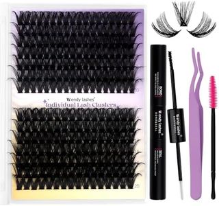 Lash Clusters Kit 280PCS 60/80D DIY Lash Extension Kit 16-20mm Wispy Lash Clusters With Lash Bond and Seal, Lash Tweezers, Lash Brush, C Curl Eyelash Clusters by Wendy Lashes（60P/80P-C-16-20mm Kit）