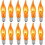 Aiyomt 12 Count Halloween Flickering Light Bulbs - Orange Flickering Flame Light Bulbs, E12 Base Flickering Flame Bulbs, for C7 String Lights, Candelabra Window Candle Lamp - 1W