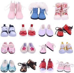 SOTOGO 9 Pairs American Wellie Doll Shoes Include Random Style Boots Sneakers Canvas Shoes Girl Wishers Doll Shoes Fit for 14 to 14.5 Inch Dolls