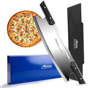 Aihomo 13-Inch Pizza Cutter Rocker Blade, Ultra Sharp 420J1 Japanese Stainless Steel Pizza Knife, Heavy Duty Pizza Slicer with Dual G10 Handle - Waterproof, Dishwasher Safe, Protective Cover