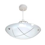 Linear Glass Ceiling Uplighter Pendant Shade - White & Clear - Easy Fit -Modern