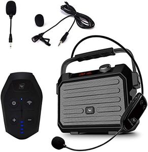 Wireless Portable PA System with Wireless Headset Lapel Microphone Transmitter, 30W 3600mah Voice Amplifier Rechargeable Loudspeaker Bluetooth Multi-Functional Speaker for Teachers, Instructors Etc