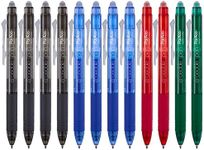 ParKoo Retractable Erasable Gel Pens Clicker Fine Point 0.7 mm, No Need for White Out, 4 Assorted Color Inks for Completing Sudoku and Crossword Puzzles, 12-pack