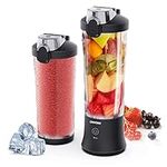 HIDEGY Portable Blender, Personal Blender for Shakes and Smoothies USB Rechargeable 600ml Mini Blender with 6 Blades and To Go Cup for Sports Travel Gym (Black)