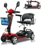 MIHAYO 4 Wheel Electric Mobility Scooters for Adults Lightweight,Motorized Powered Mobility Scooter for Seniors Travel,with Swivel Seat,45 Miles Long Range Red Mirage S2