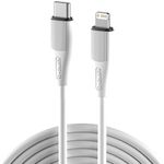 Portronics Silklink 20W Type-C to 8 Pin Fast charging Cable for Lightning Devices,Premium Silicon Cable, 1M (White)