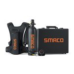 SMACO S700 Mini Scuba Tank 1.9L Portable Mini Scuba Diving Tank Reusable Pony Bottle with 25-30 Minutes Backup Diving Air Tank Kit Diving Oxygen Cylinder for Underwater Exploration Rescue A-Black