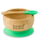 bamboo bamboo Baby Bowl and Spoon Set, Baby Bowls for Weaning, Baby Suction Bowl with Silicone Suction Ring, Toddler Bowls with Baby Spoon, Weaning Bowl for Babies from 6 Months (Green)