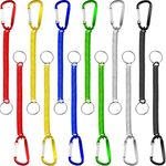 12 Pieces Fishing Lanyard Spring Coil Keychain Cord Retractable Coiled Tether Multicolor Safety Lanyard Ropes with Stainless Steel Clips for Fishing Boating